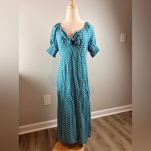 Mimi Chica Blue Flower Dot Midi Dress